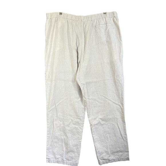 Cubavera Pants Men 2XB/32 Oatmeal Linen Blend Drawstring Elastic Straight Zip - Picture 2 of 12